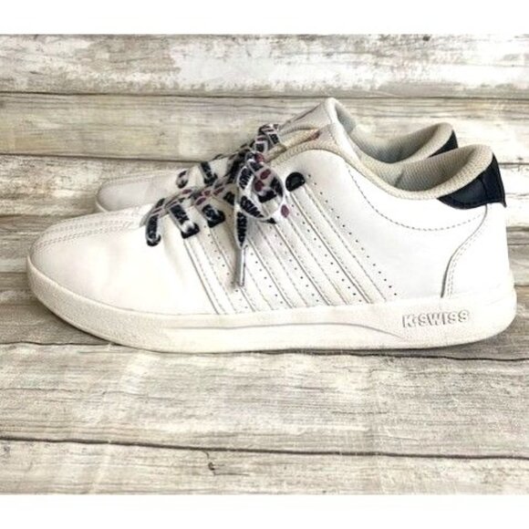 K-Swiss Varsity Unisex Sneakers Size 7 White & Black Leather 83643 - Picture 3 of 8
